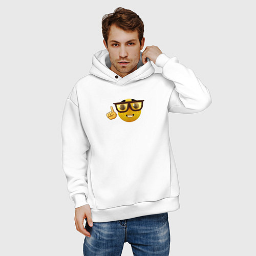 Мужское худи оверсайз Смайл-ботан / Белый – фото 3