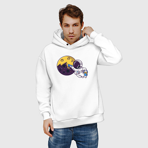 Мужское худи оверсайз Сырная луна / Белый – фото 3