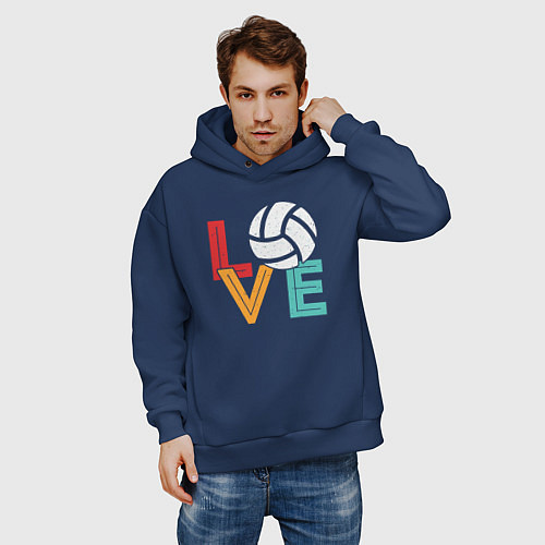 Мужское худи оверсайз Love volley / Тёмно-синий – фото 3