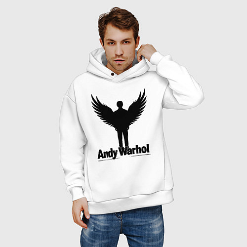 Мужское худи оверсайз Крылатый Энди Уорхол / Белый – фото 3