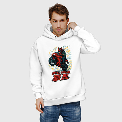 Мужское худи оверсайз Speed demon / Белый – фото 3