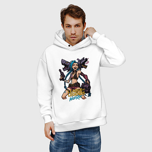 Мужское худи оверсайз Джинкс League of Legends / Белый – фото 3