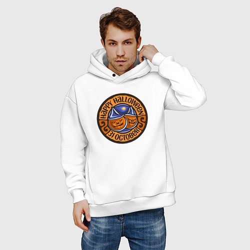 Мужское худи оверсайз Хэллоуин 31 октября / Белый – фото 3