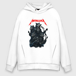 Толстовка оверсайз мужская Metallica волки, цвет: белый