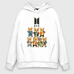 Толстовка оверсайз мужская BTS группа из корги, цвет: белый