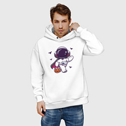 Толстовка оверсайз мужская Космонавт с конфетками, цвет: белый — фото 2