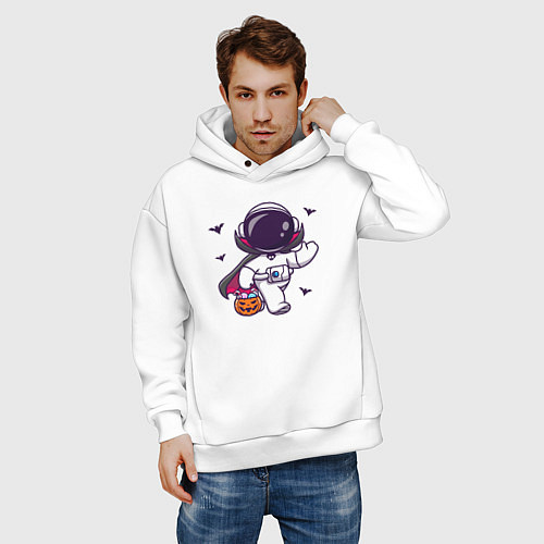 Мужское худи оверсайз Космонавт с конфетками / Белый – фото 3