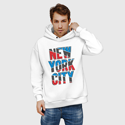 Мужское худи оверсайз New York city / Белый – фото 3