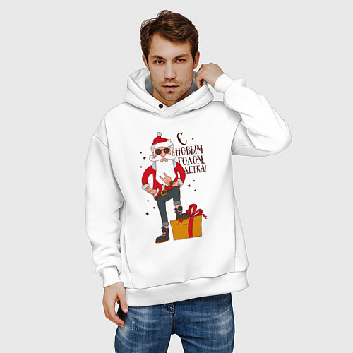 Мужское худи оверсайз С Новым годом, детка / Белый – фото 3