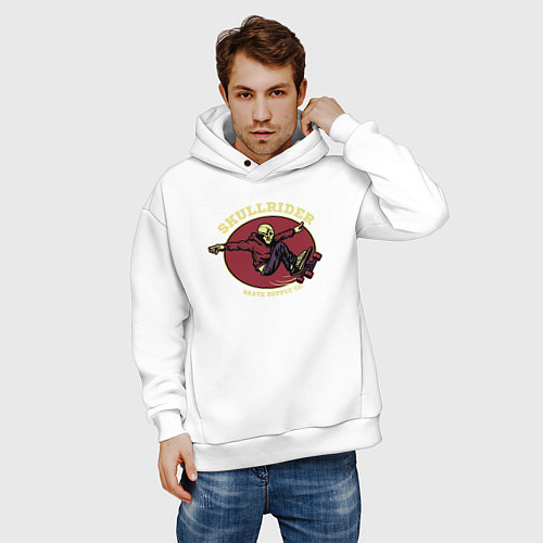 Мужское худи оверсайз Skullrider / Белый – фото 3