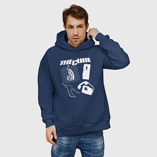 Мужское худи оверсайз The Cure group / Тёмно-синий – фото 3