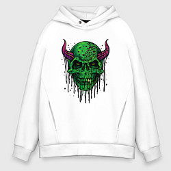 Толстовка оверсайз мужская Череп демон, цвет: белый
