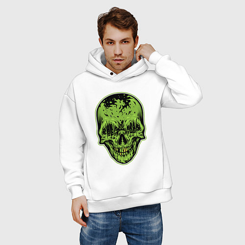 Мужское худи оверсайз Green skeletor / Белый – фото 3