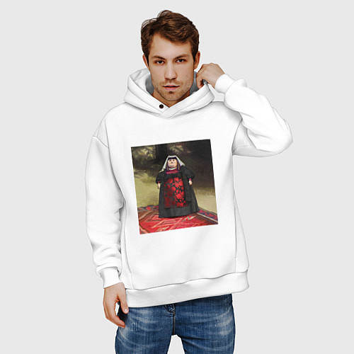 Мужское худи оверсайз Грузинская женщина / Белый – фото 3