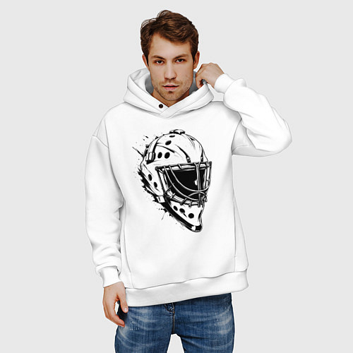 Мужское худи оверсайз Черная вратарская маска / Белый – фото 3