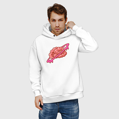 Мужское худи оверсайз Saturn brain / Белый – фото 3