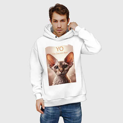 Мужское худи оверсайз Yo - Im Devon Rex / Белый – фото 3