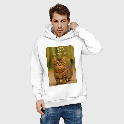 Мужское худи оверсайз Yo - Im Munchkin / Белый – фото 3