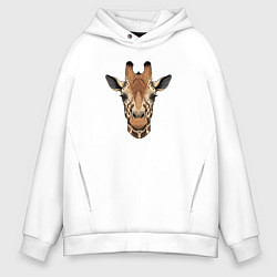 Толстовка оверсайз мужская Портрет жирафа, цвет: белый