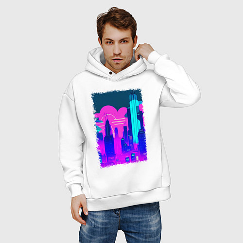 Мужское худи оверсайз Будущее близко / Белый – фото 3