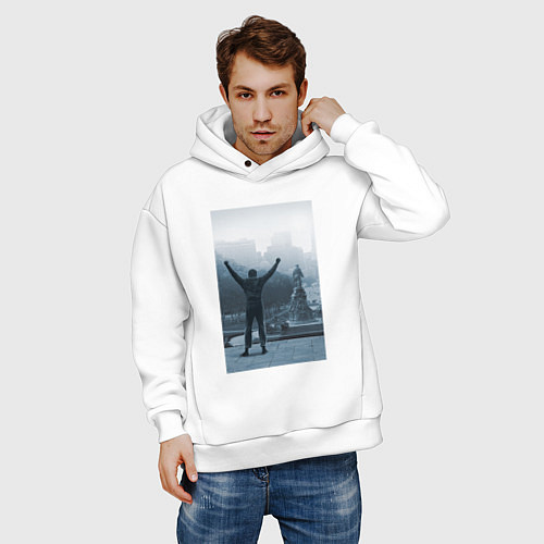 Мужское худи оверсайз Рокки / Белый – фото 3