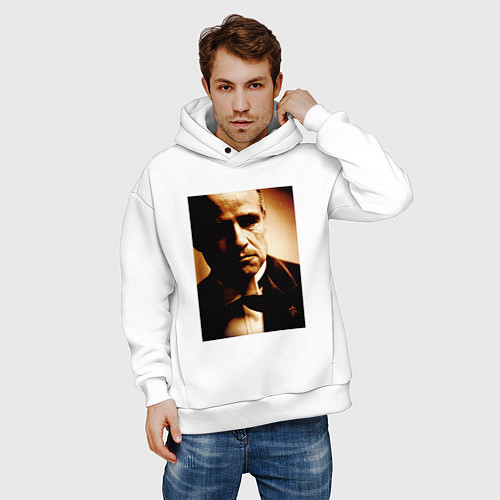 Мужское худи оверсайз Крёстный отец - Марлон Брандо / Белый – фото 3