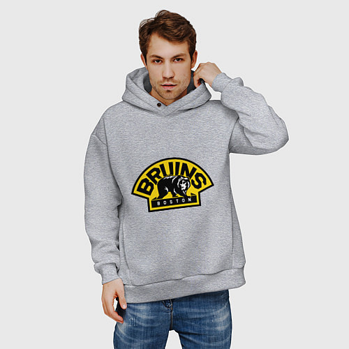 Мужское худи оверсайз HC Boston Bruins Label / Меланж – фото 3