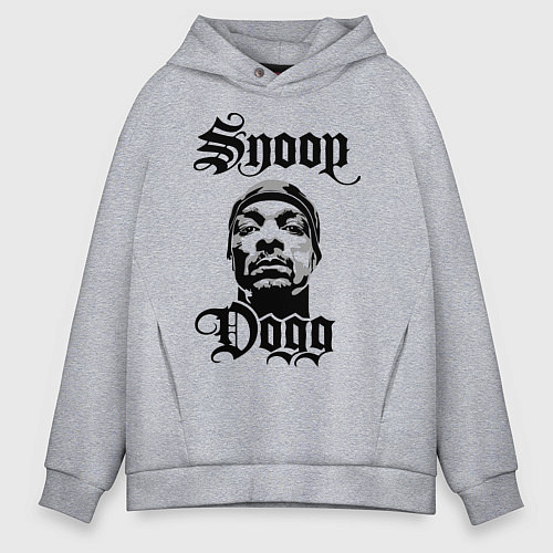 Мужское худи оверсайз Snoop Dogg Face / Меланж – фото 1