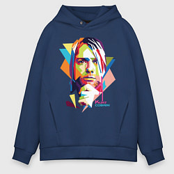 Толстовка оверсайз мужская Kurt Cobain: Colors, цвет: тёмно-синий