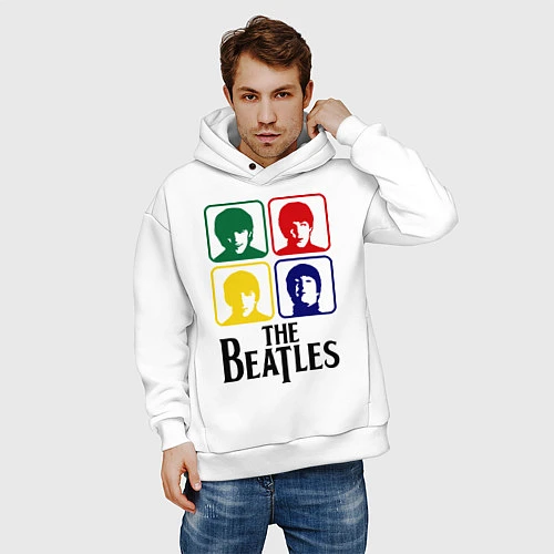 Мужское худи оверсайз The Beatles: Colors / Белый – фото 3