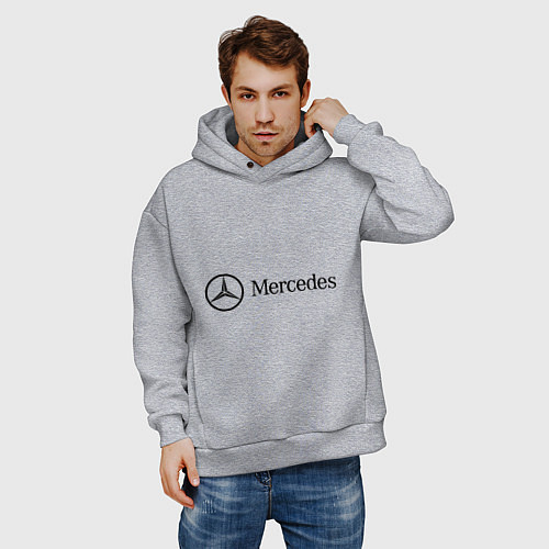 Мужское худи оверсайз Mercedes Logo / Меланж – фото 3