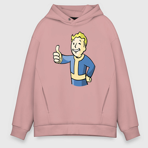 Мужское худи оверсайз Fallout vault boy / Пыльно-розовый – фото 1