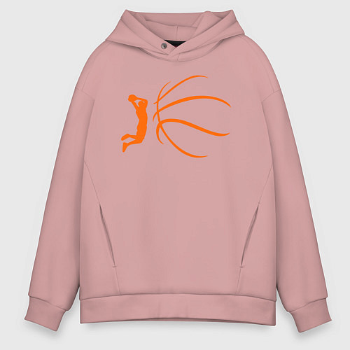 Мужское худи оверсайз Баскетбол - это моя жизнь / Пыльно-розовый – фото 1