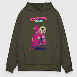 Толстовка оверсайз мужская HM: Hooking Over People?, цвет: хаки