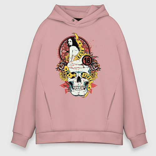 Мужское худи оверсайз 18+ / Пыльно-розовый – фото 1