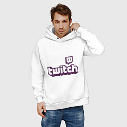 Толстовка оверсайз мужская Twitch Logo, цвет: белый — фото 2