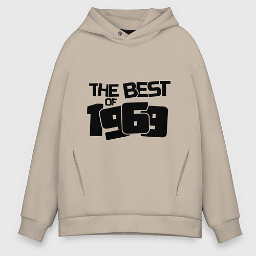 Мужское худи оверсайз The best of 1969 / Миндальный – фото 1