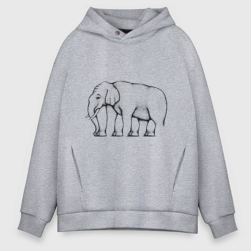 Мужское худи оверсайз Сколько ног у слона / Меланж – фото 1
