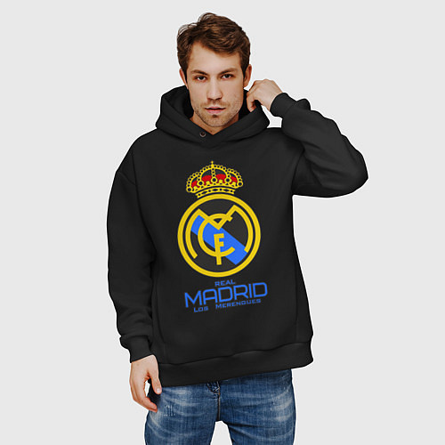 Мужское худи оверсайз Real Madrid / Черный – фото 3