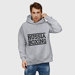 Толстовка оверсайз мужская Russia boxing, цвет: меланж — фото 2