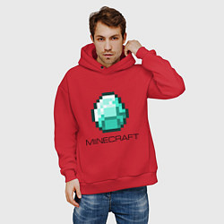 Толстовка оверсайз мужская Minecraft Diamond, цвет: красный — фото 2