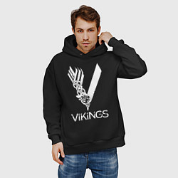 Толстовка оверсайз мужская Vikings, цвет: черный — фото 2