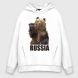 Толстовка оверсайз мужская Russia: Poly Bear, цвет: белый