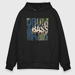 Толстовка оверсайз мужская Drum & Bass: The World, цвет: черный
