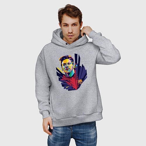 Мужское худи оверсайз Messi Art / Меланж – фото 3