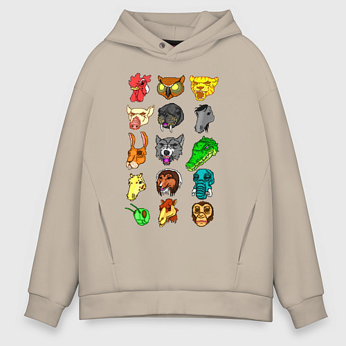 Мужское худи оверсайз Hotline Miami Masks / Миндальный – фото 1