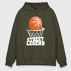 Толстовка оверсайз мужская Баскетбол, цвет: хаки