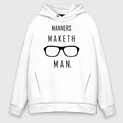 Толстовка оверсайз мужская Kingsman: Manners maketh man, цвет: белый