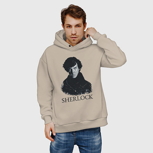 Мужское худи оверсайз Sherlock Art / Миндальный – фото 3