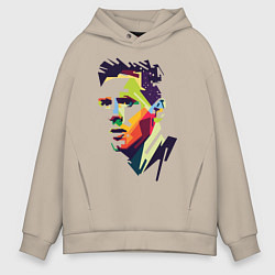 Толстовка оверсайз мужская Lionel Messi: fun-art, цвет: миндальный